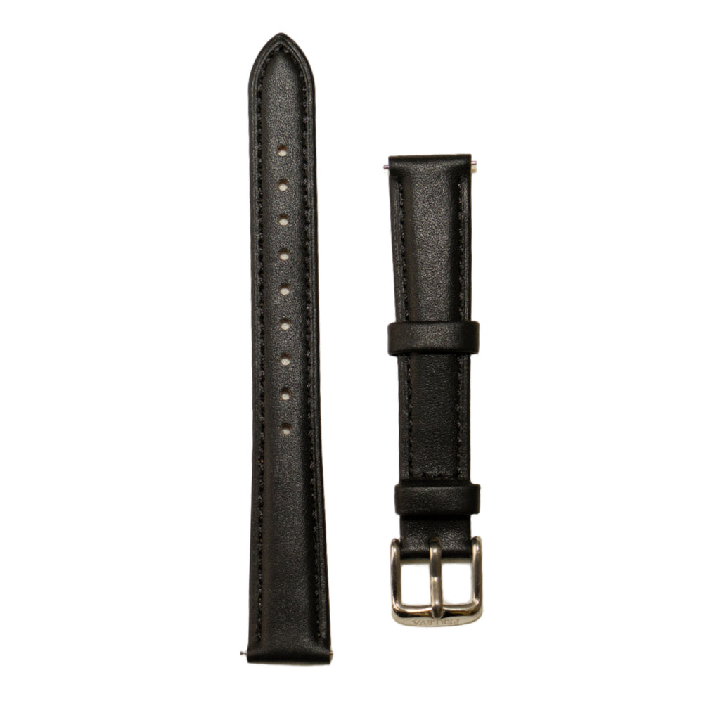 PERLÉVA Glattlederarmband – Schwarz/Silber