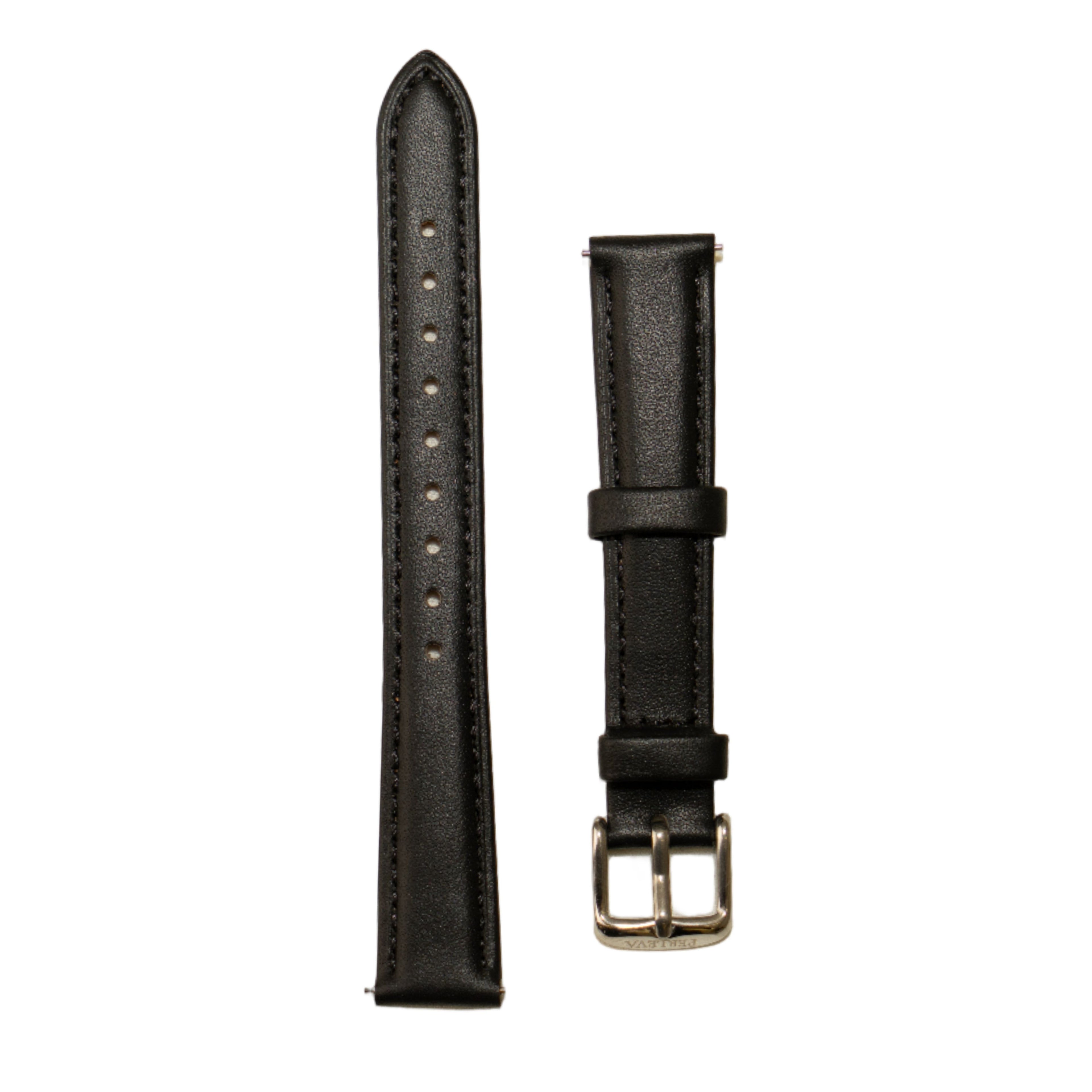 PERLÉVA Glattlederarmband – Schwarz/Silber