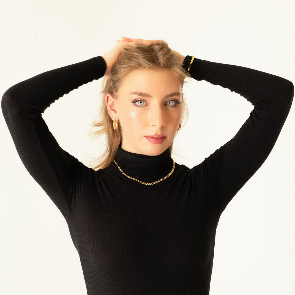 Klobige, polierte Creolen – 18 Karat vergoldeter Edelstahl