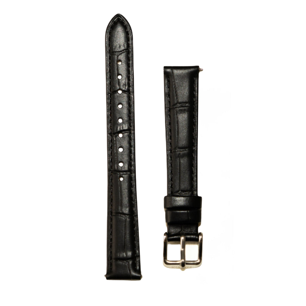 PERLÉVA Kroko-Lederarmband – Schwarz/Silber