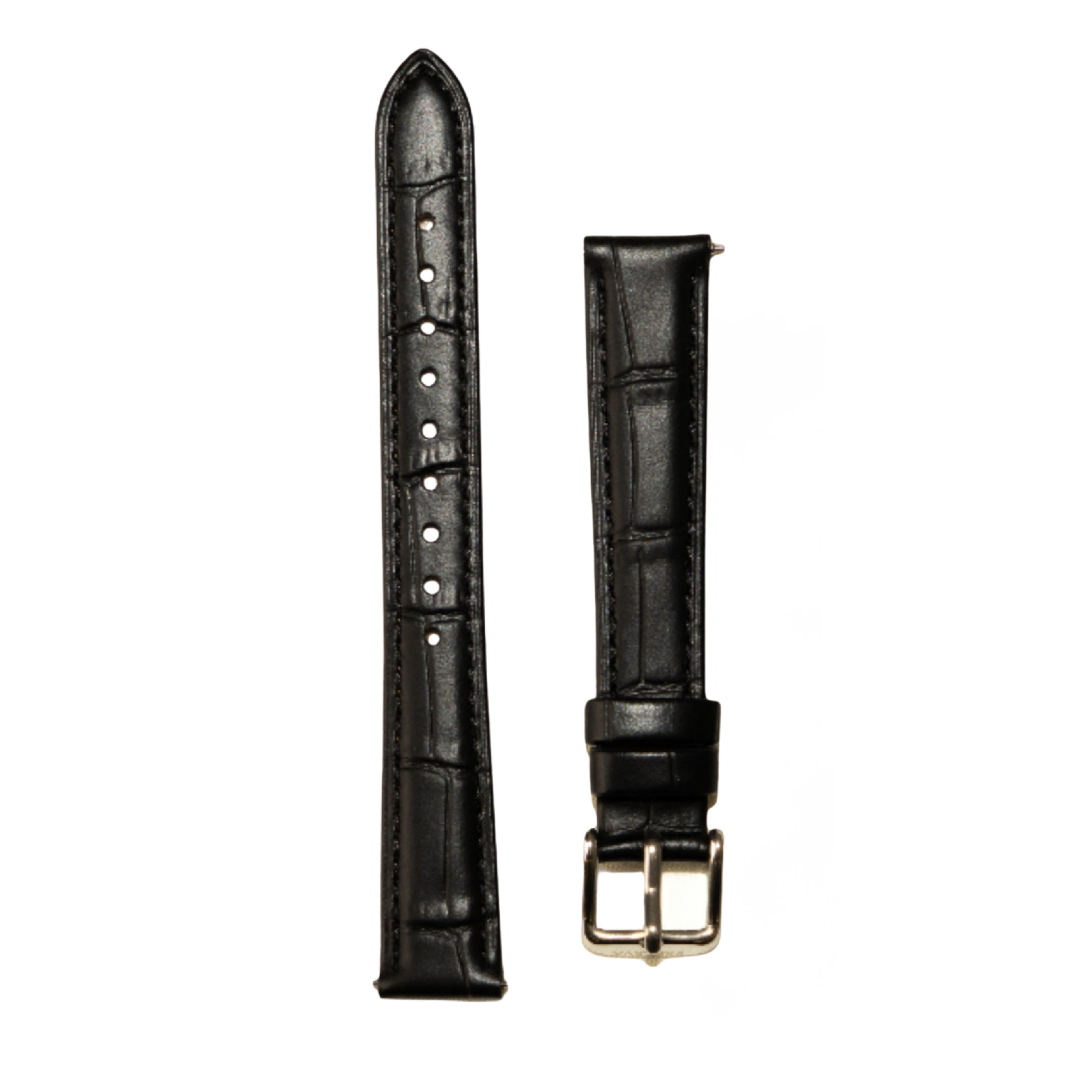 PERLÉVA Kroko-Lederarmband – Schwarz/Silber