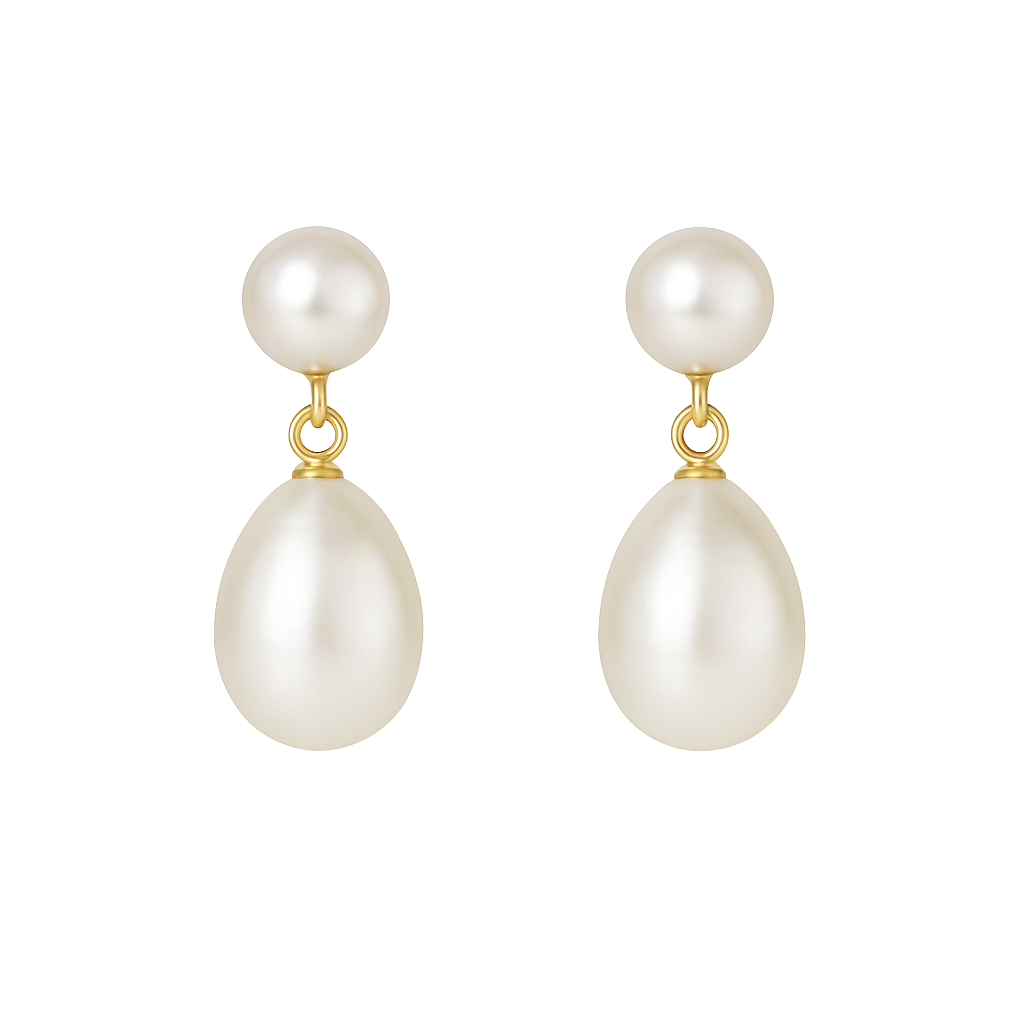 PERLÉVA Sophie Freshwater Pearl Drop Earrings – 18K Gold