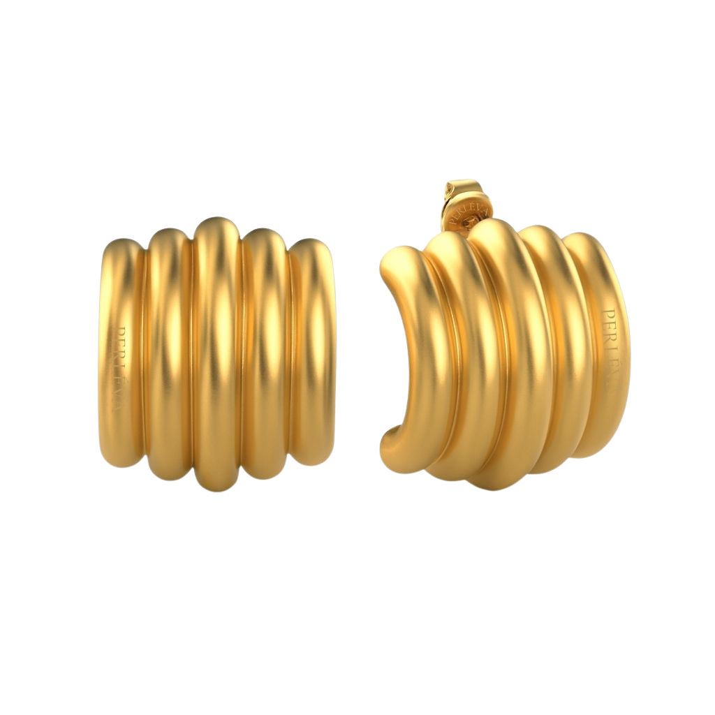 PERLÉVA Margoux Chunky Ridged Hoop Earrings – 18K Gold