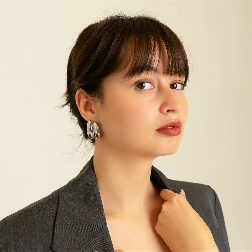 PERLÉVA Amélie Chunky Doppel-Creolen – Silber