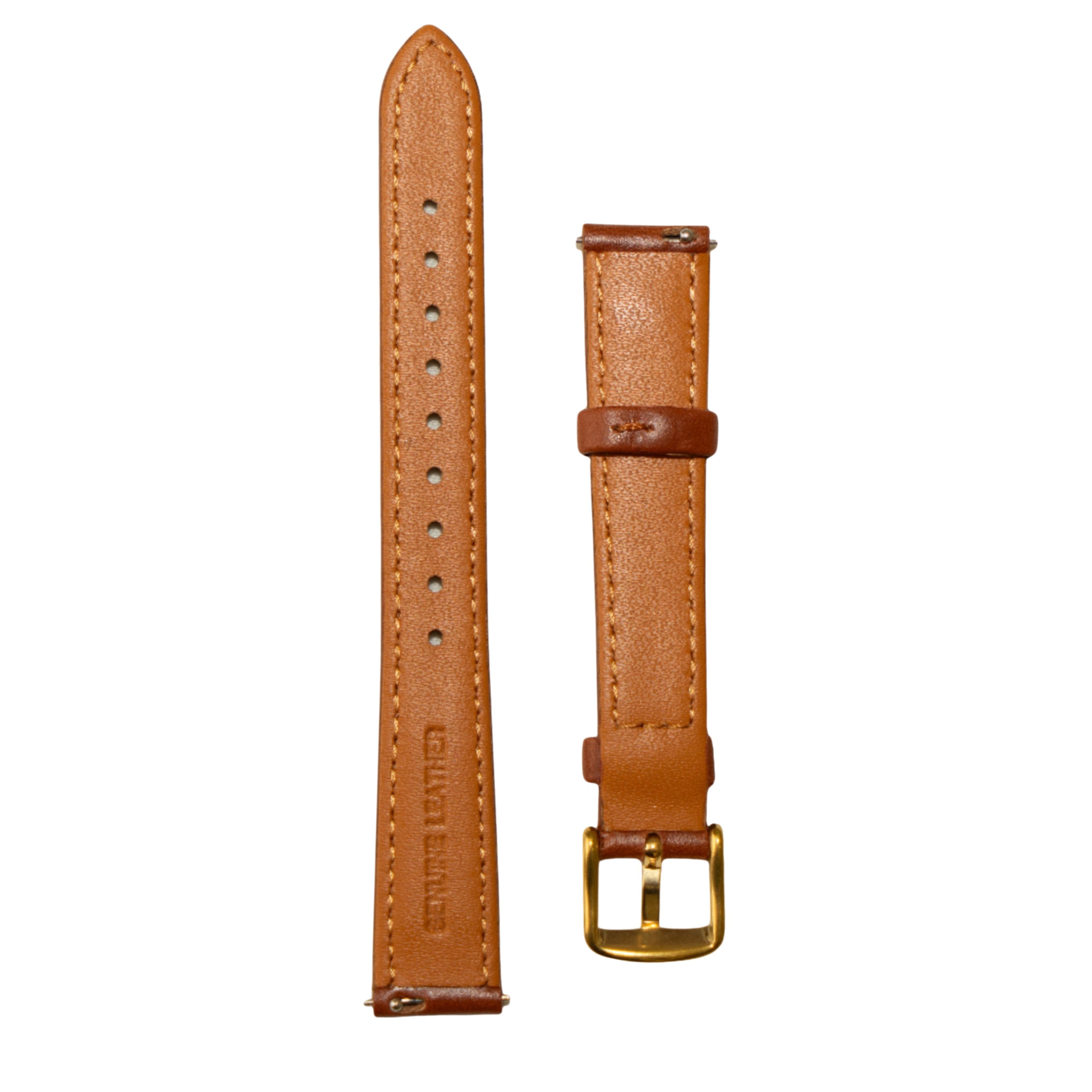 PERLÉVA Glattlederarmband – Braun/Gold