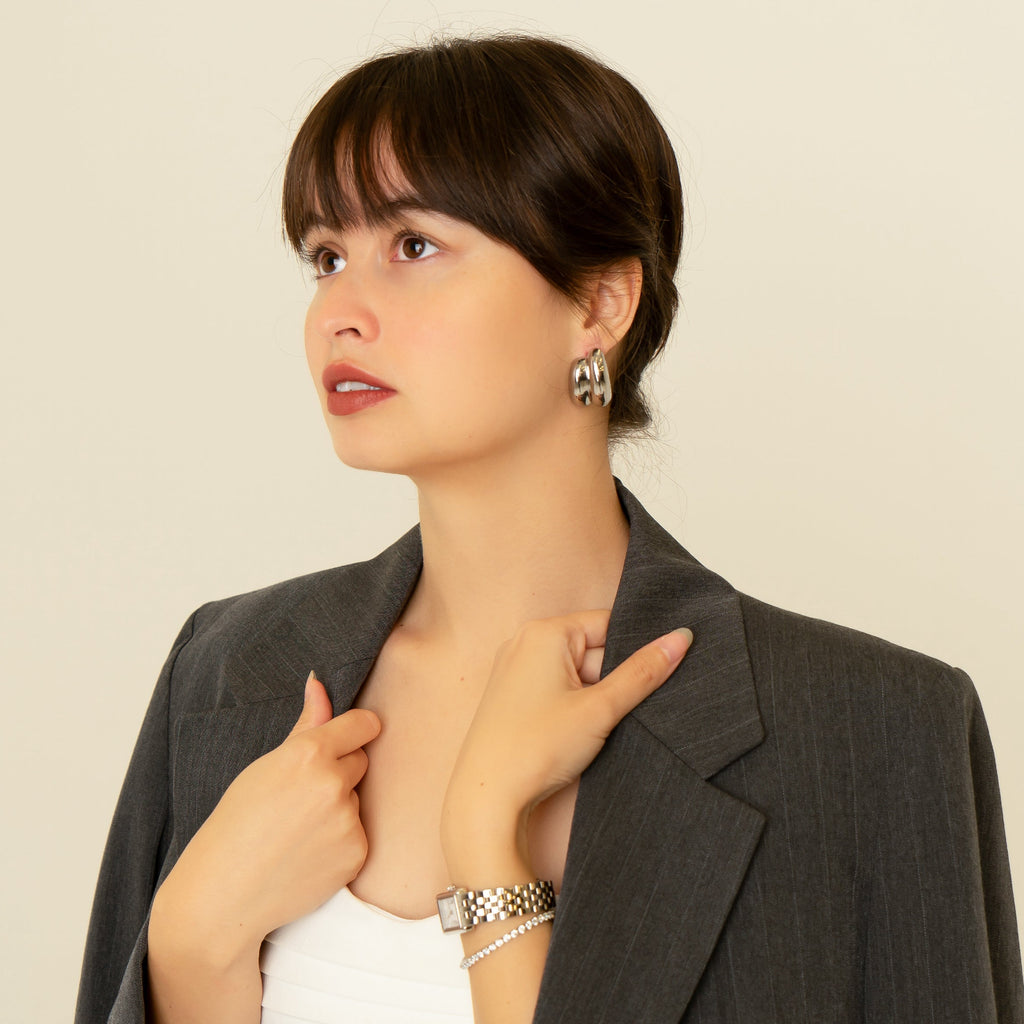 PERLÉVA Amélie Chunky Doppel-Creolen – Silber