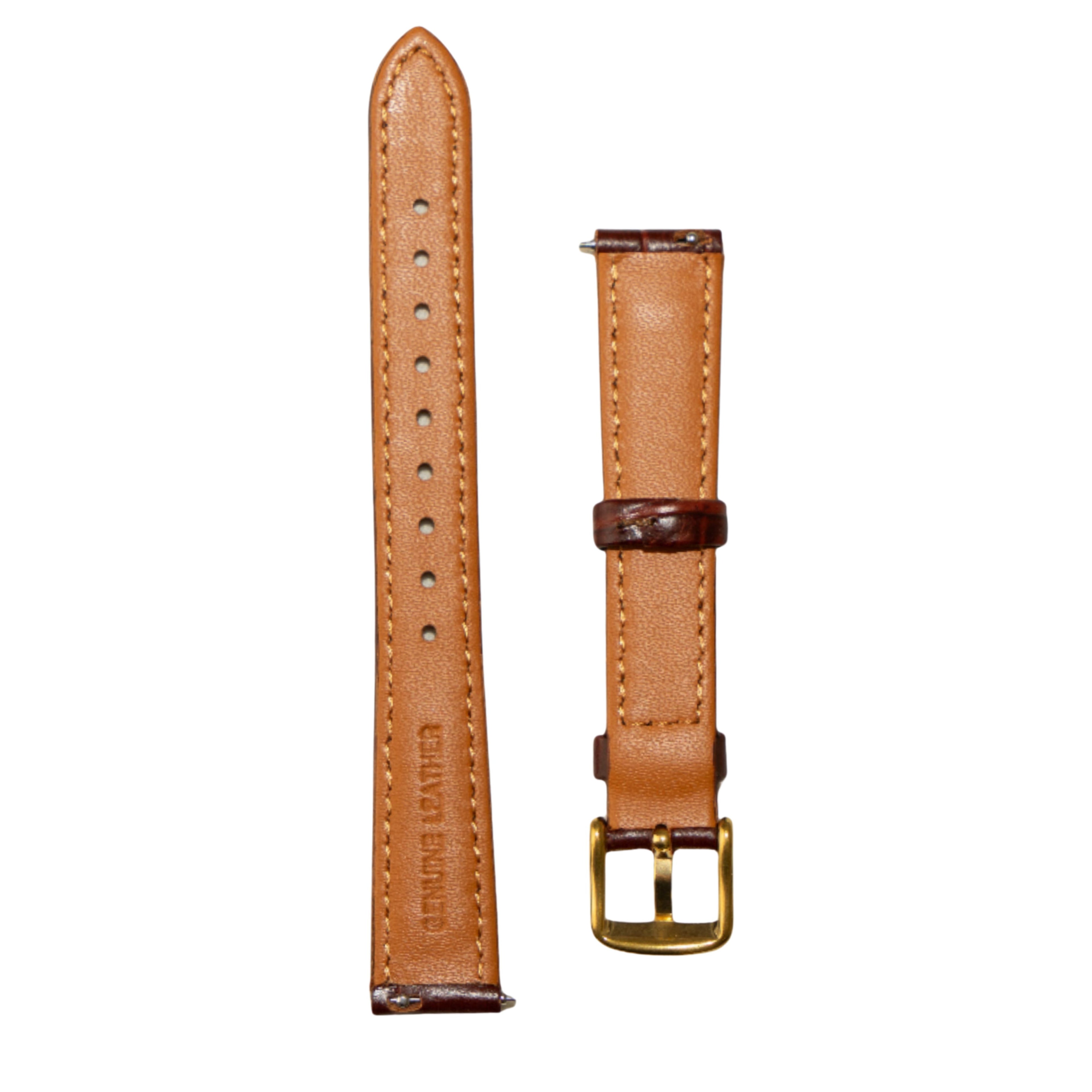 PERLÉVA Kroko-Lederarmband – Braun/Gold