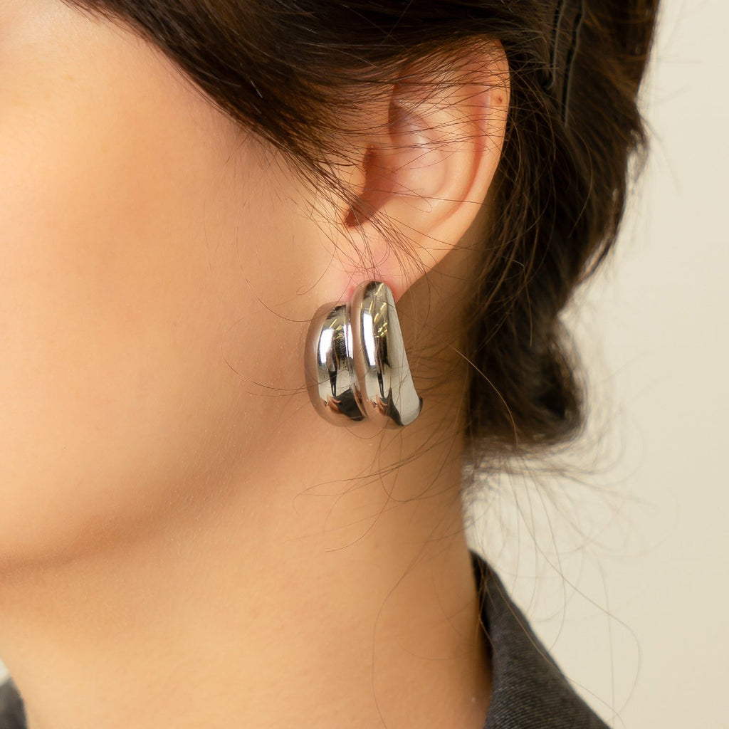 PERLÉVA Amélie Chunky Doppel-Creolen – Silber