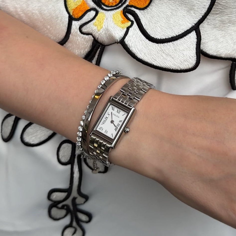 (Exklusiv am Black Friday) Evie Geschenkset – Silberne Uhr + Anna Armreif + Elise Tennisarmband