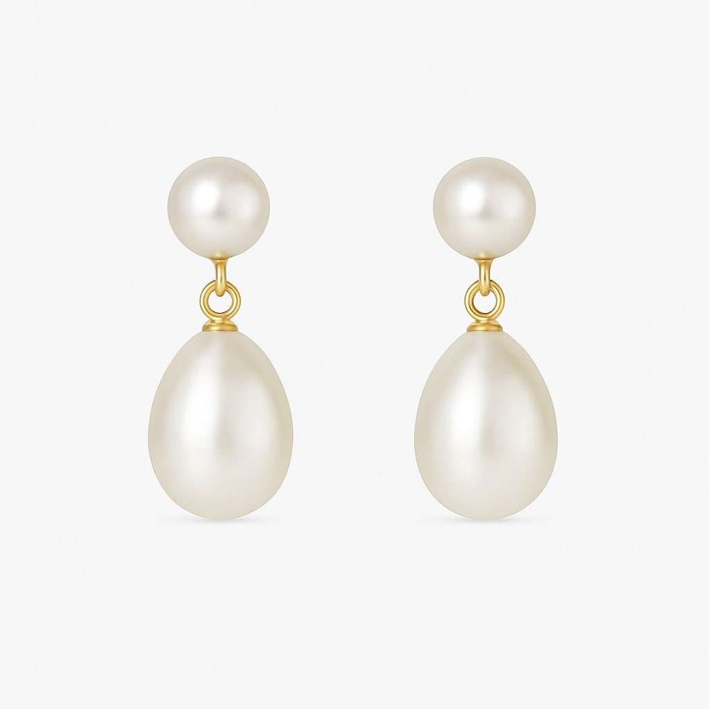 PERLÉVA Sophie Süßwasserperlen-Tropfenohrringe – 18 Karat Gold