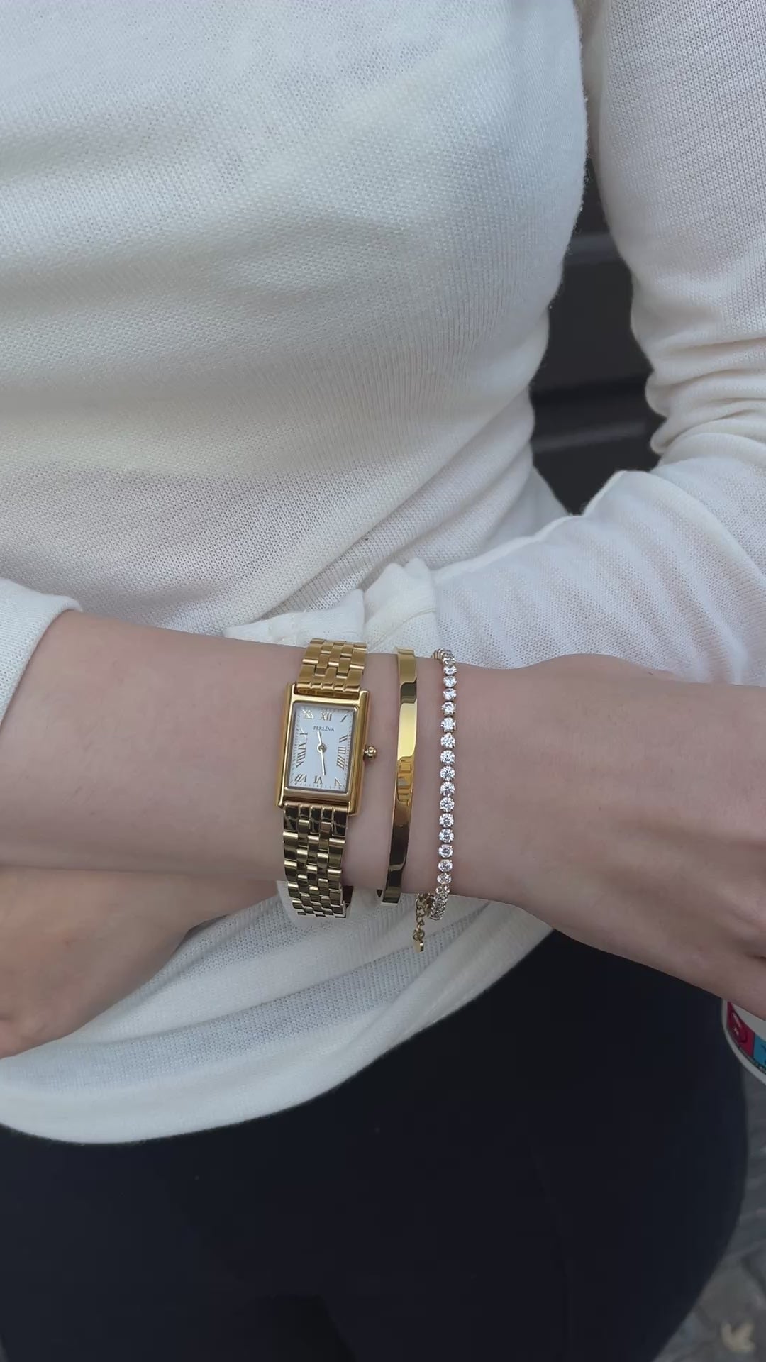 (Exklusiv am Black Friday) Evie Geschenkset – Goldene Uhr + Anna Armreif + Elise Tennisarmband (Exklusiv am Black Friday)